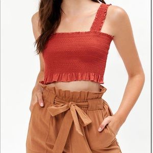 smocked crop tank